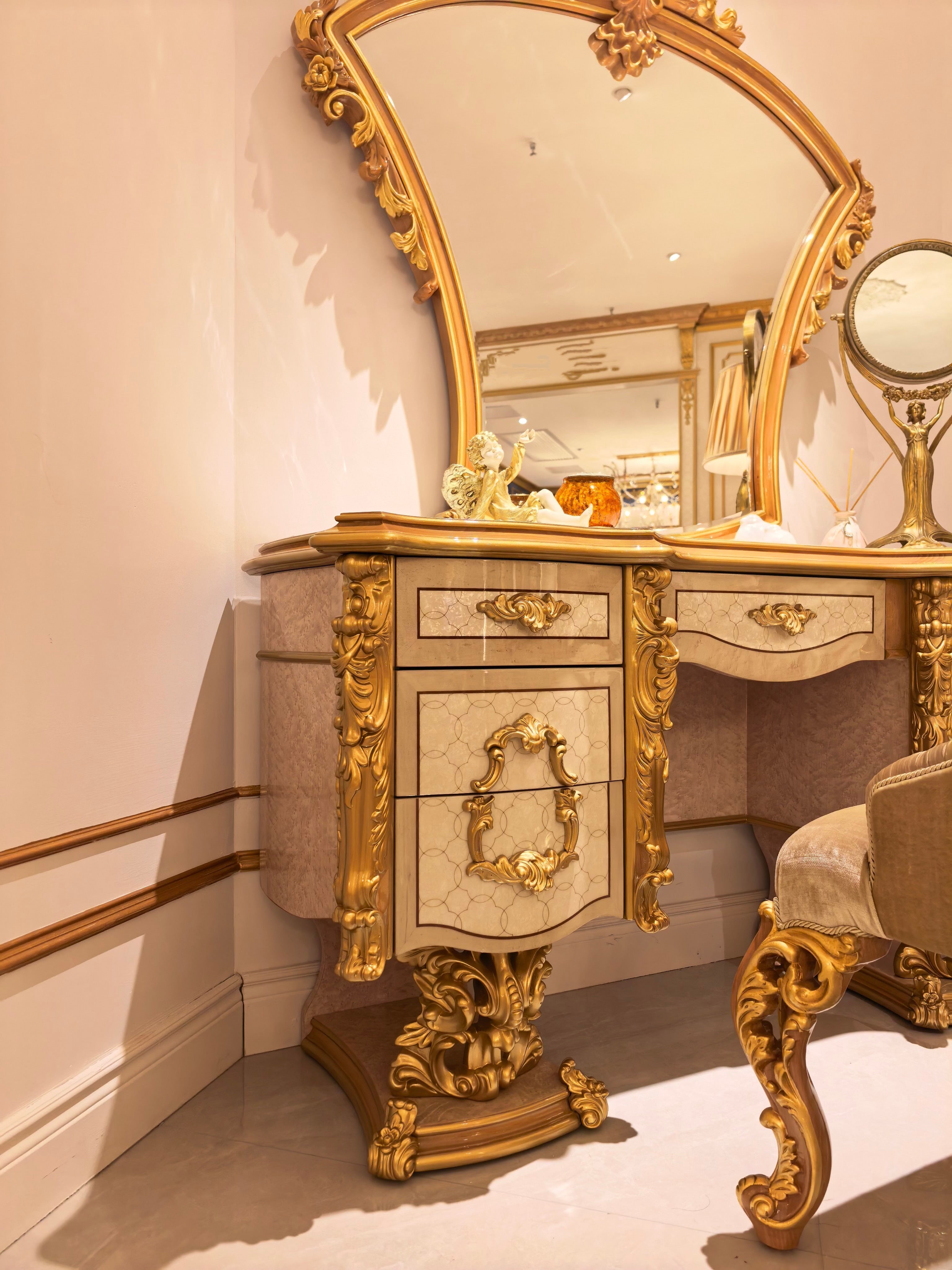 Seraphine French Imperial dressing table drawer detail - GrandLiving Luxe