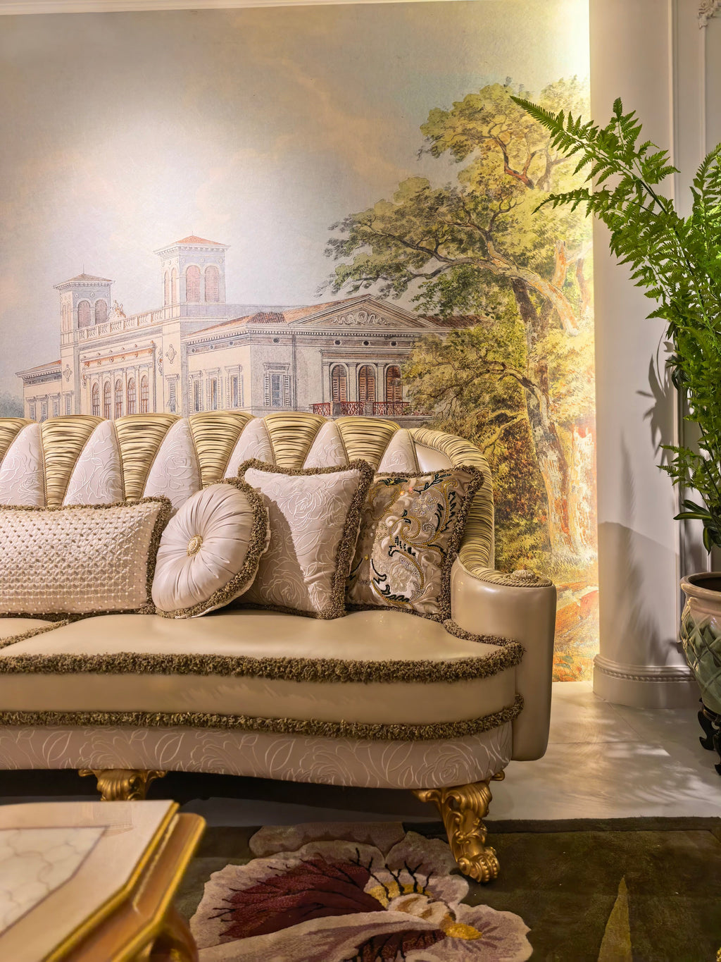 Charlotte French Imperial sofa cushion and upholstery view - GrandLiving Luxe
