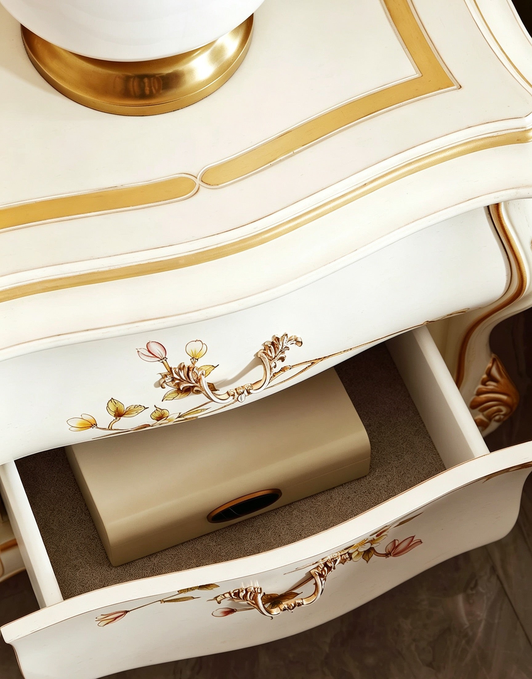 Ivory Luxe French Vintage Bedside Table
