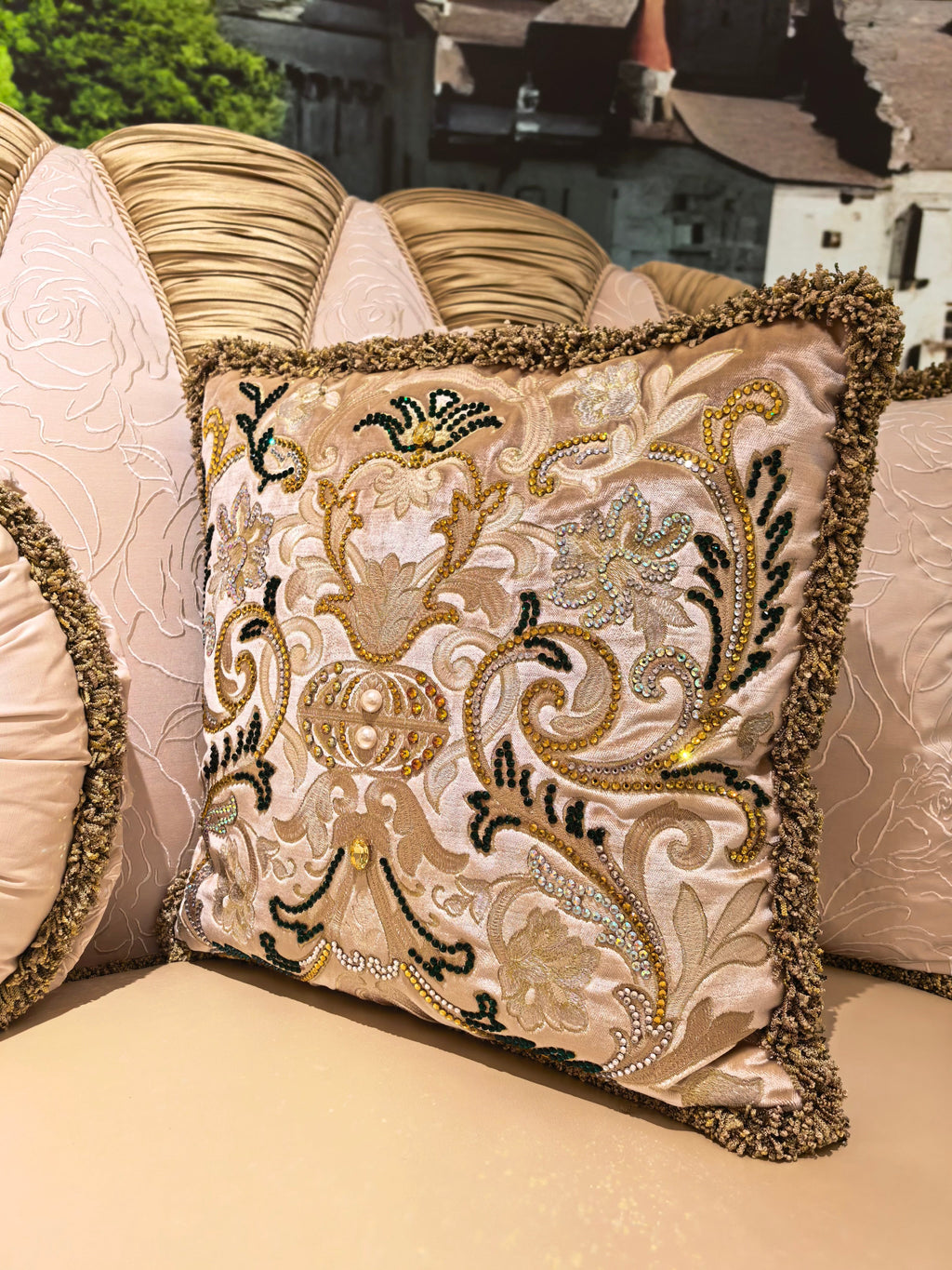 Charlotte French Imperial sofa upholstery detail - GrandLiving Luxe