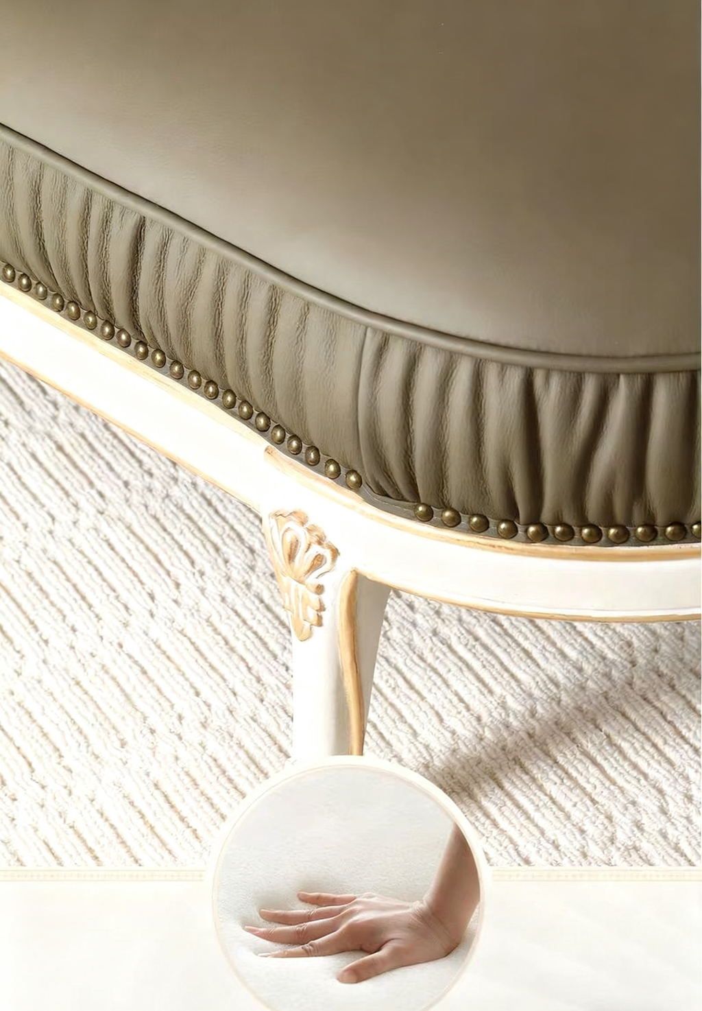 Ivory Grace French Vintage Chaise Lounge image 7
