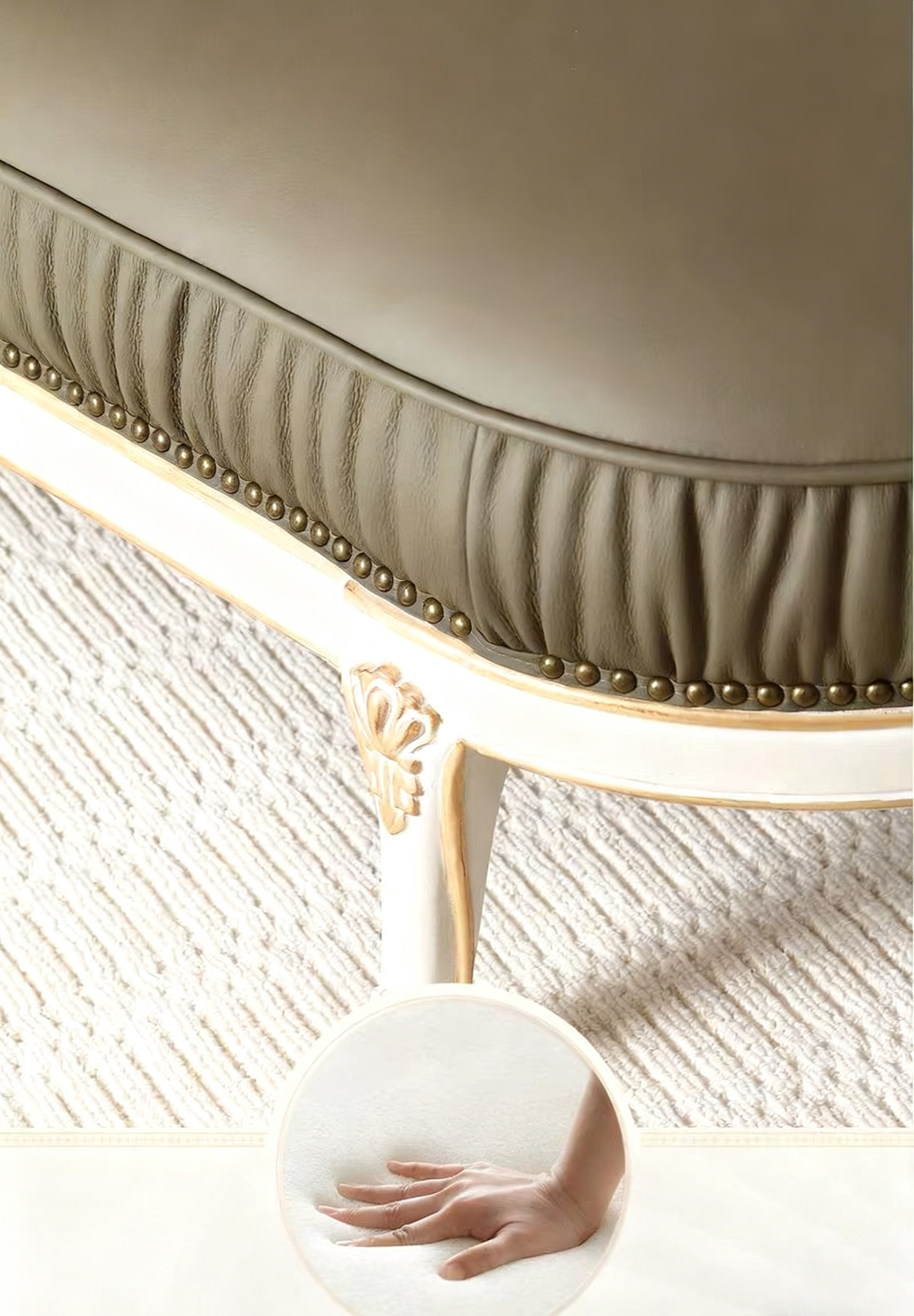 Ivory Grace French Vintage Chaise Lounge image 7