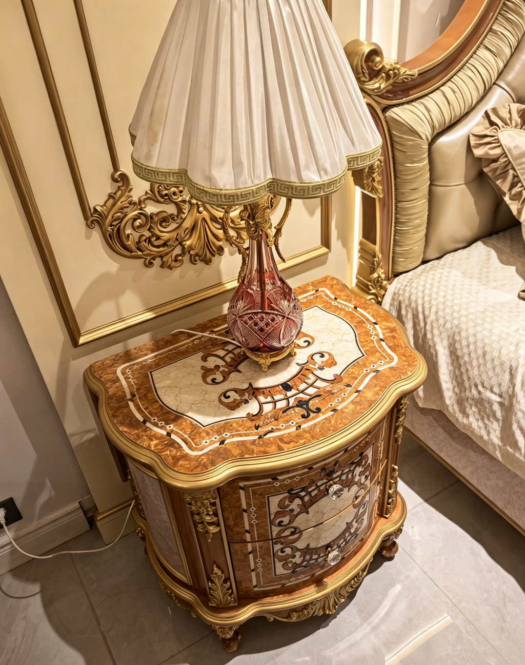 Colette French Imperial bedside table full view - GrandLiving Luxe