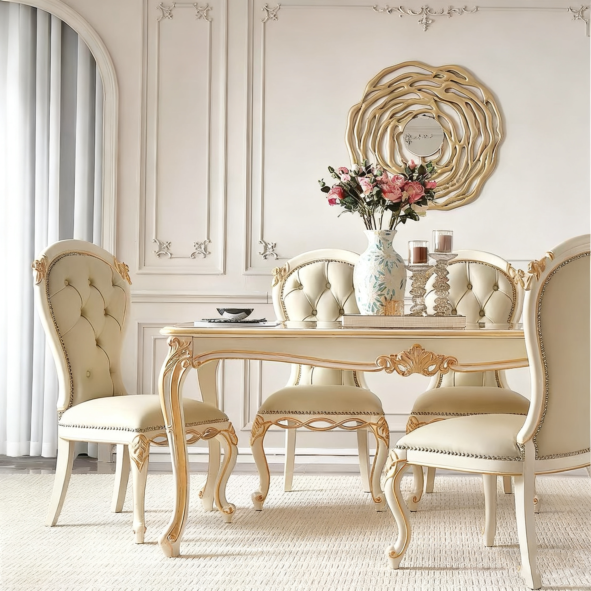 Ivory Bloom French Vintage Dining Table  image 9