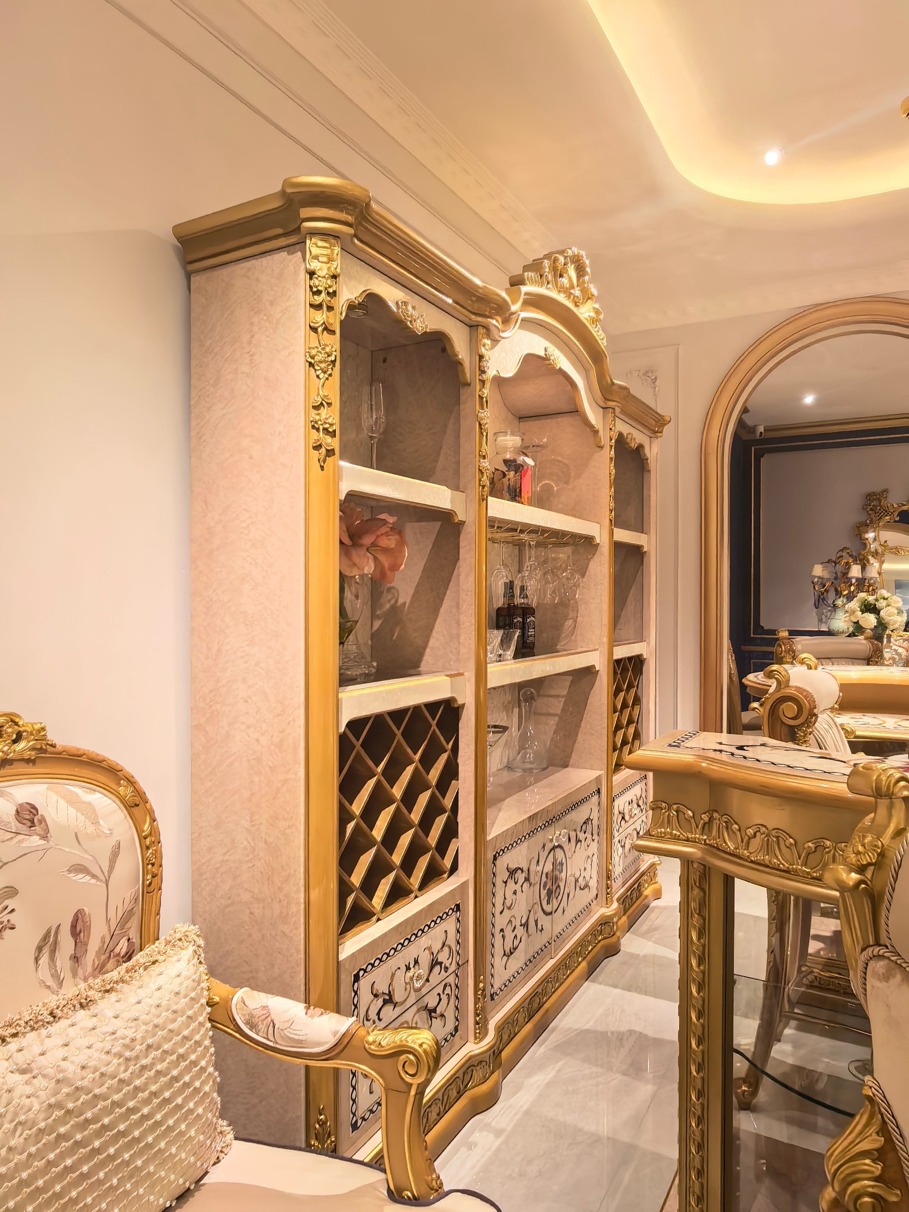 Blanche French Imperial display cabinet full view - GrandLiving Luxe