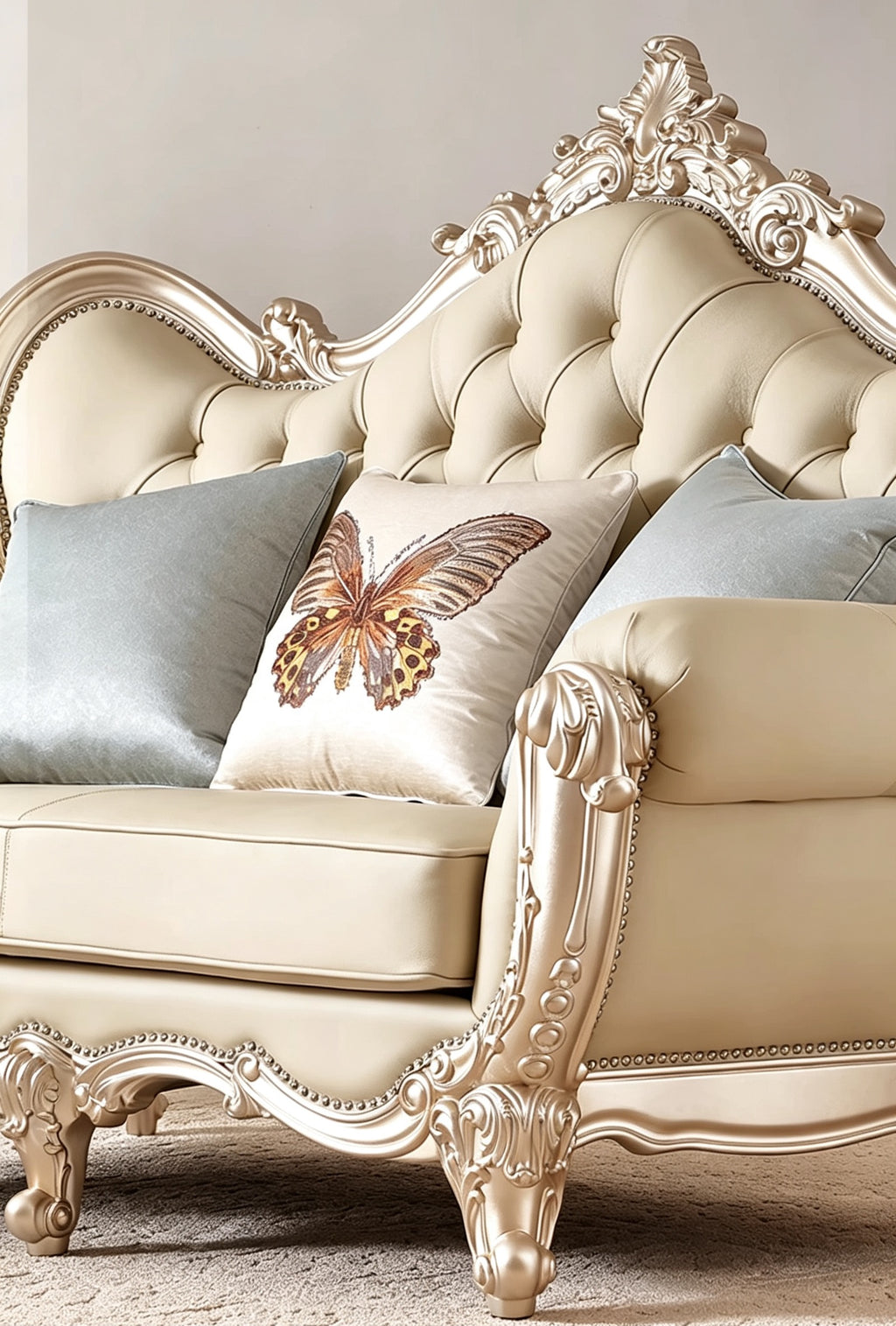 Fleur French Solid Wood Sofa