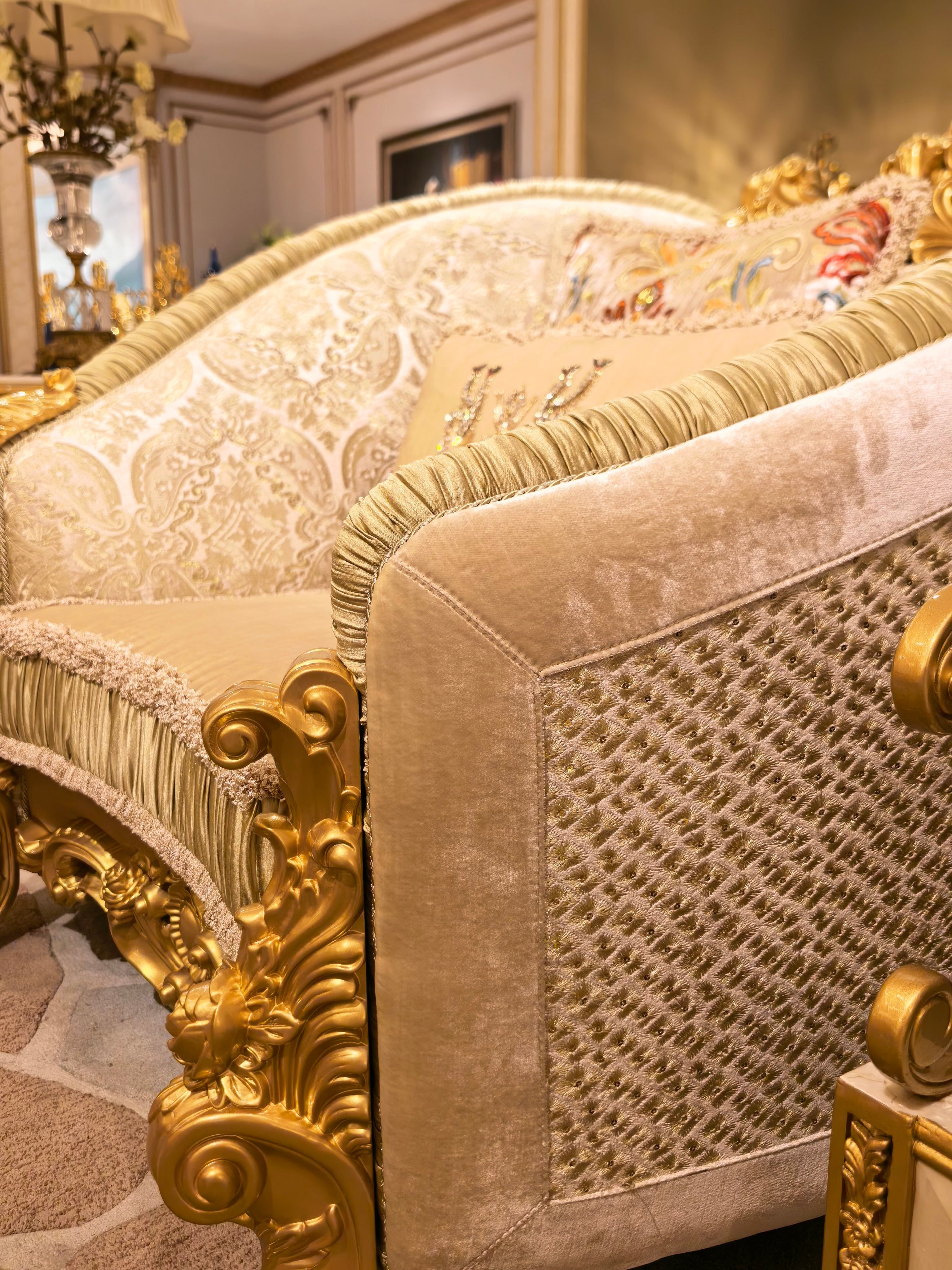 Beatrice French Imperial sofa front view - GrandLiving Luxe