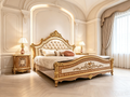 Adeline French Imperial bed, hand-carved European beechwood with traditional gold gilt finish - GrandLiving Luxe
