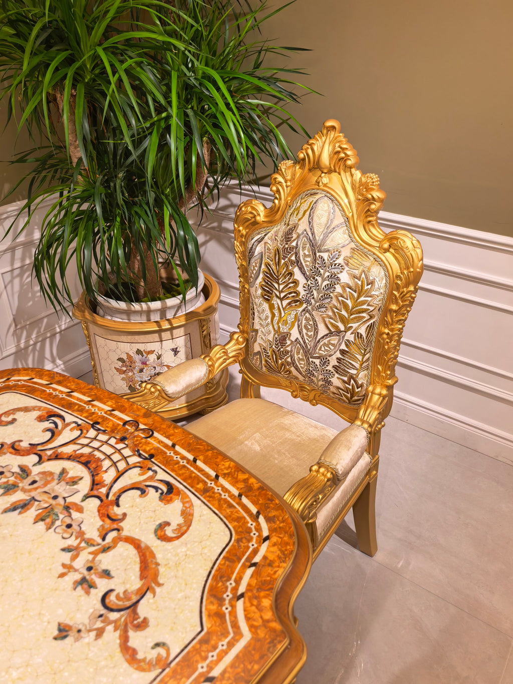 Bernadette French Imperial dining table full view - GrandLiving Luxe