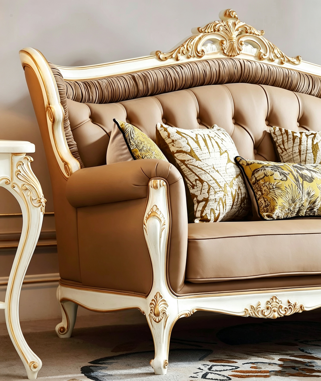 Regal Carved French Vintage Sofa