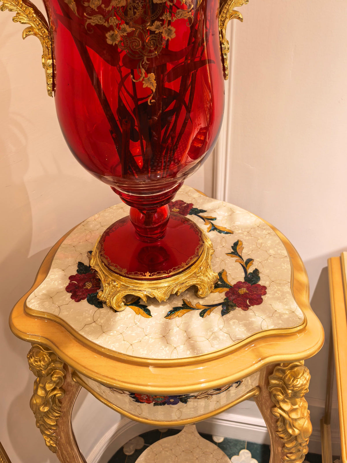 Estelle French Imperial plant stand side view - GrandLiving Luxe