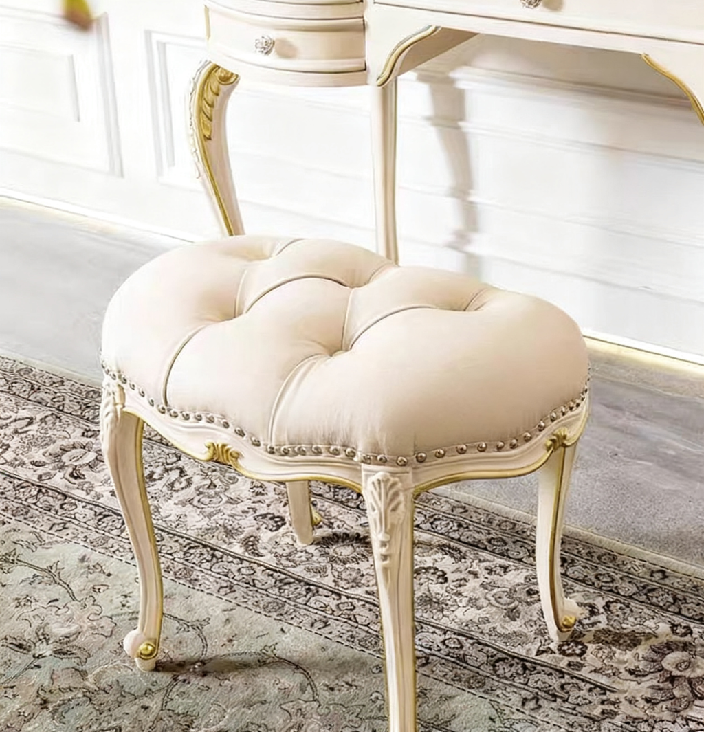 Royal Elegant French Vintage Dressing Table & Stool image 6