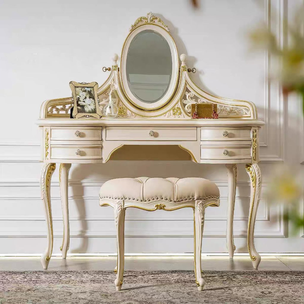 Royal Elegant French Vintage Dressing Table & Stool image 8