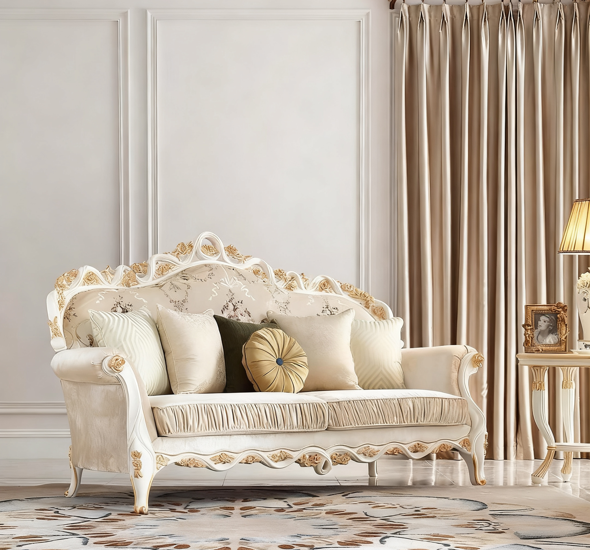 White Elegance French Vintage Side Table image 3