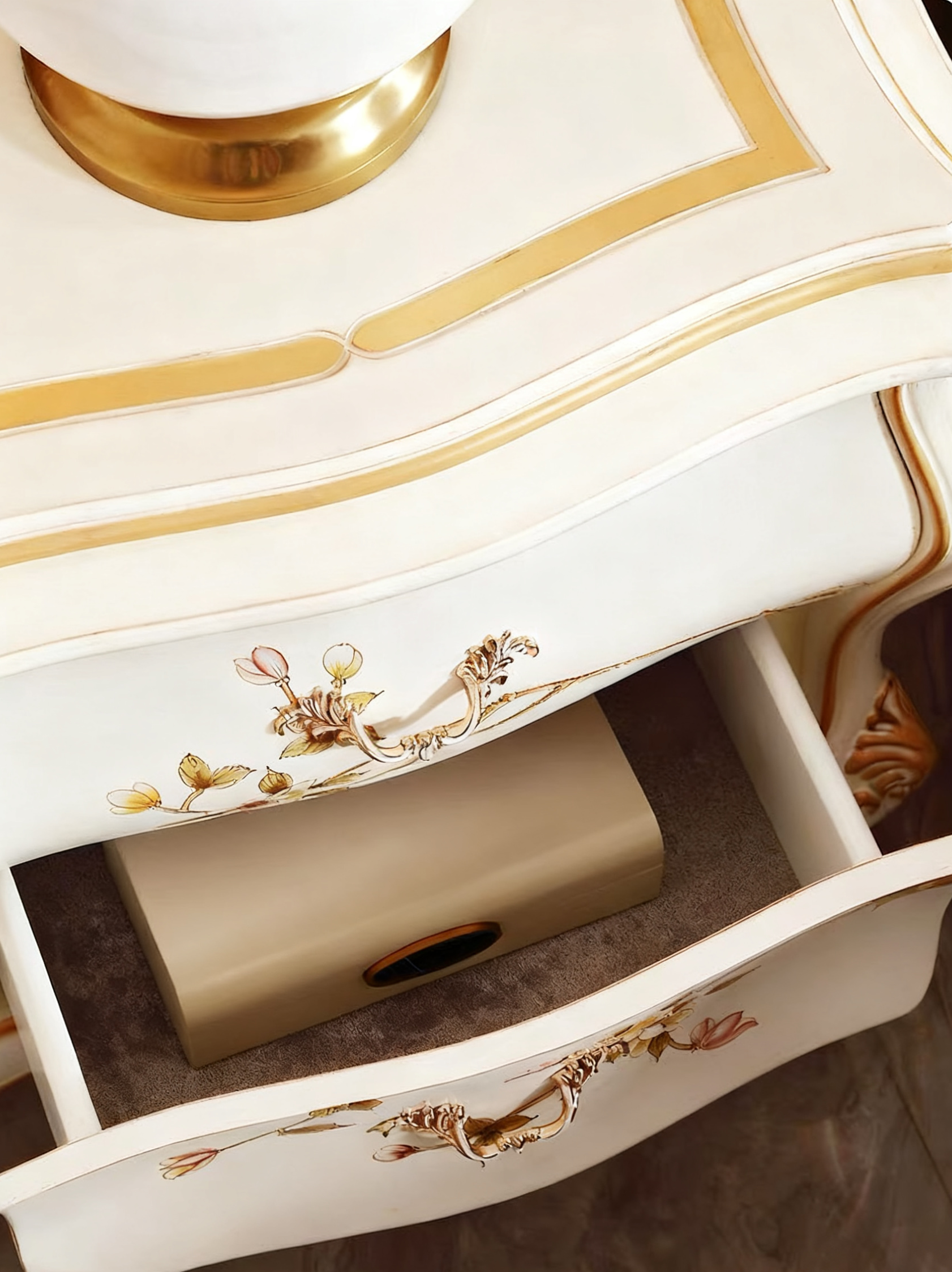 Ivory Luxe French Vintage Bedside Table  image 1
