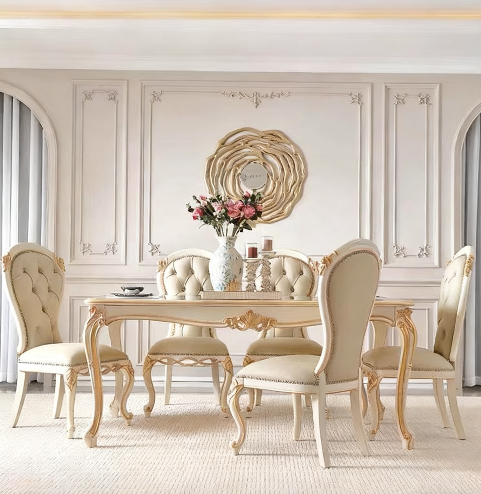 Ivory Bloom French Vintage Dining Table  image 10