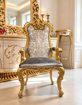 Solange French Imperial dining chair, hand-carved European beechwood with traditional gold gilt finish - GrandLiving Luxe