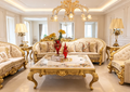 Beatrice French Imperial sofa, hand-carved European beechwood with traditional gold gilt finish - GrandLiving Luxe