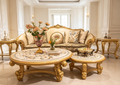 Antoinette French Imperial coffee table set, hand-carved European beechwood with traditional gold gilt finish - GrandLiving Luxe