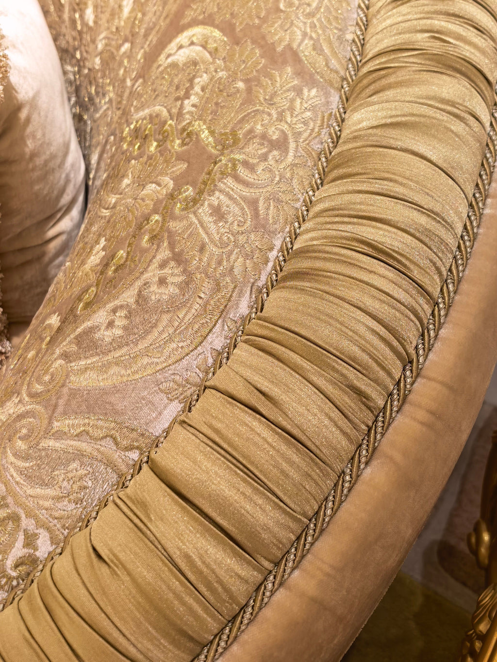 Beatrice French Imperial sofa upholstery detail - GrandLiving Luxe