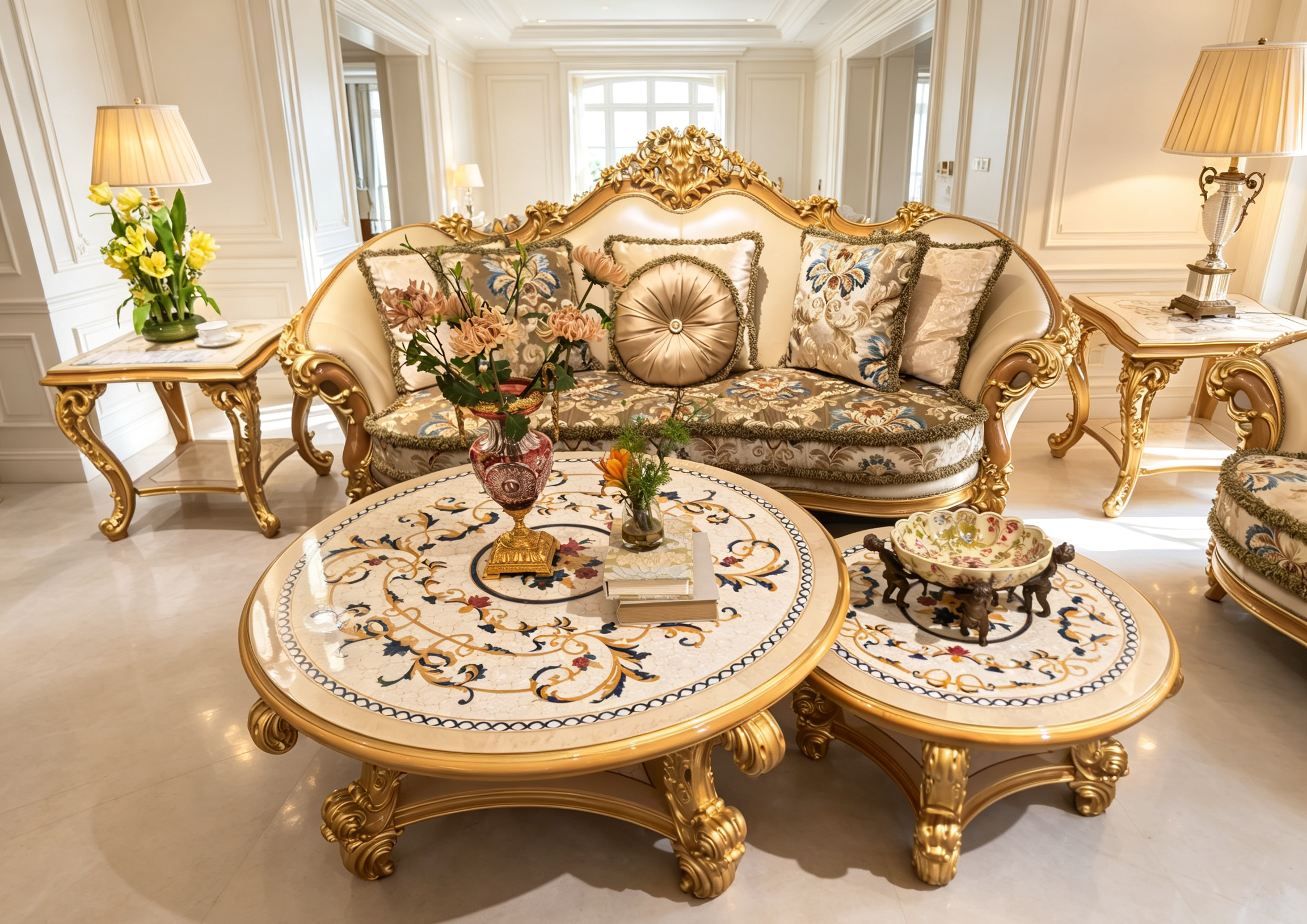 Camille French Imperial sofa upholstery detail - GrandLiving Luxe