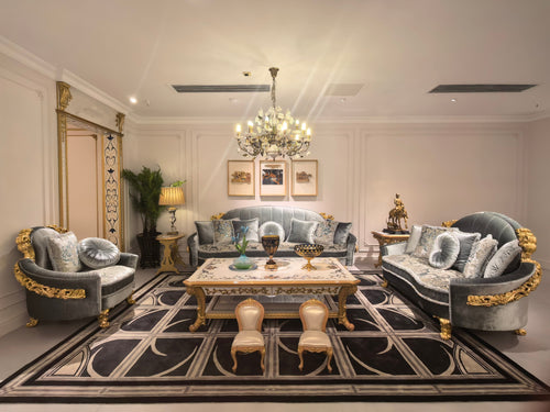 Genevieve French Imperial sofa, hand-carved European beechwood with traditional gold gilt finish - GrandLiving Luxe
