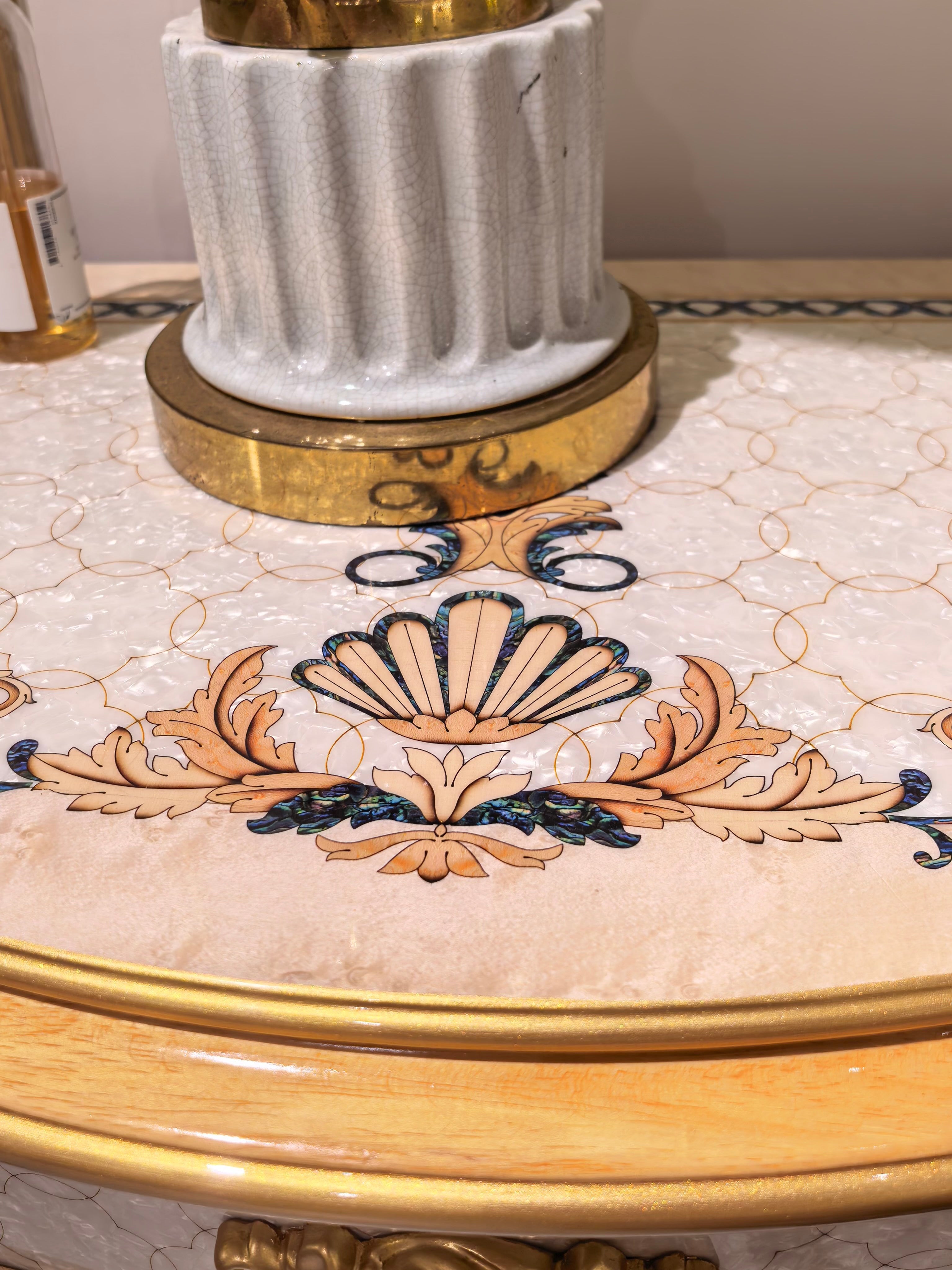 Marguerite French Imperial bedside table side view - GrandLiving Luxe