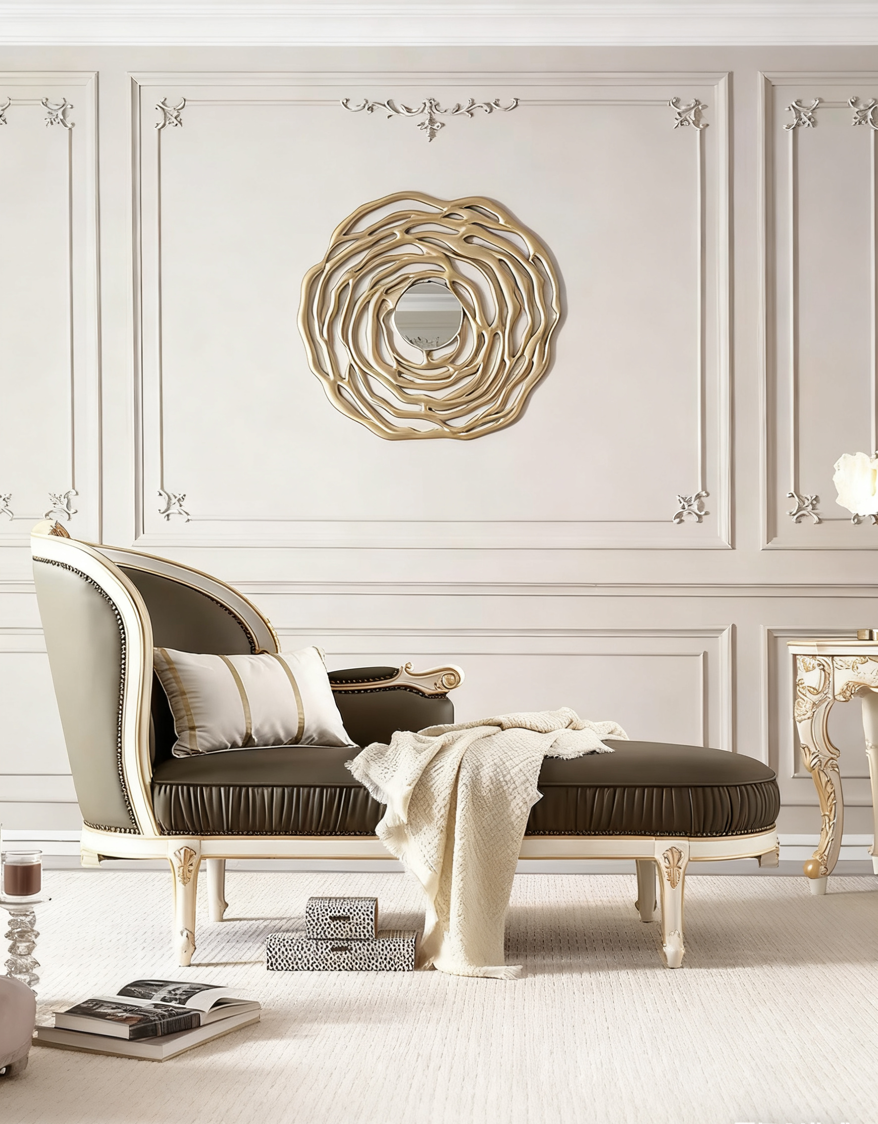 Ivory Grace French Vintage Chaise Lounge image 8
