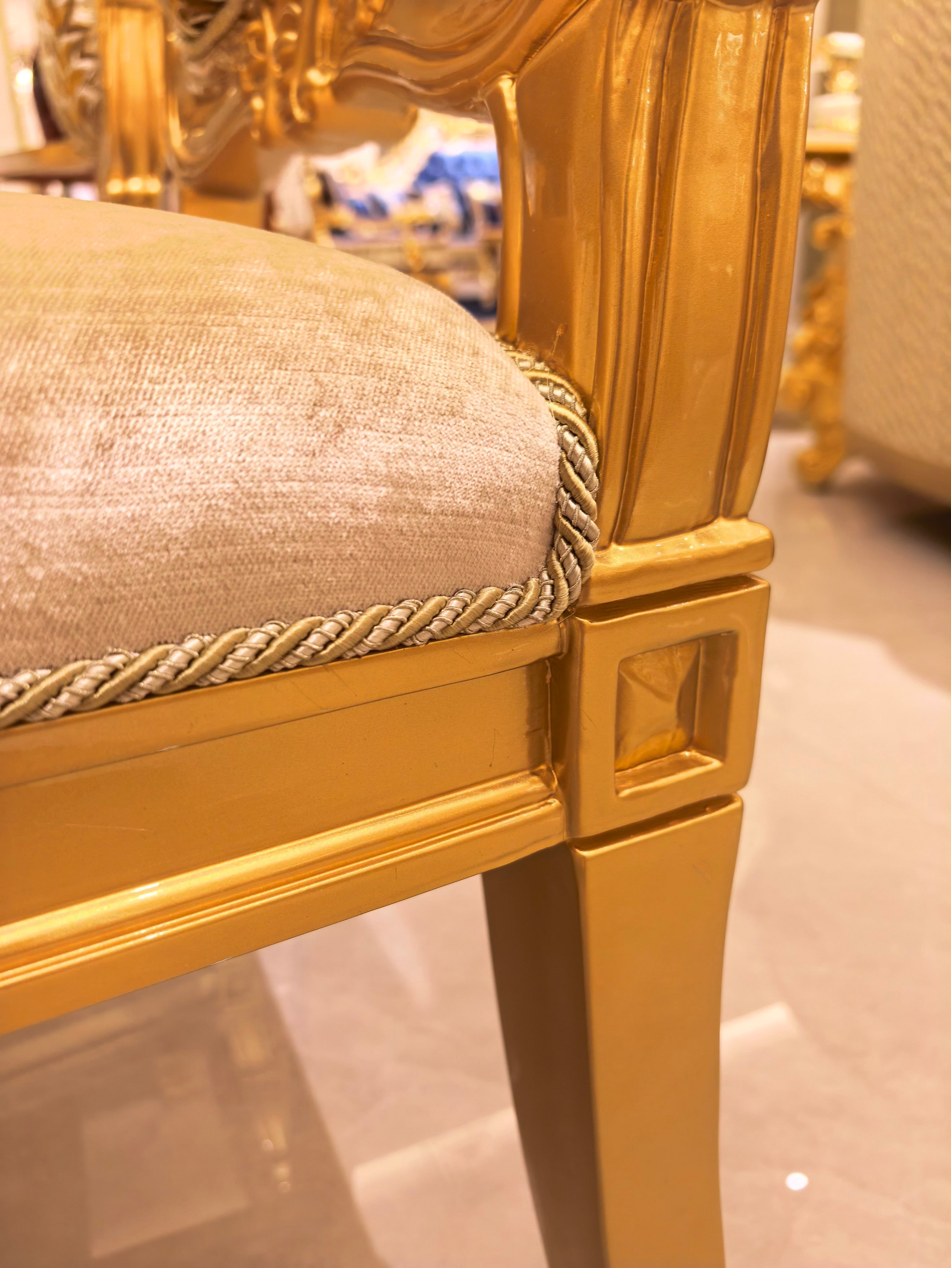 Perrine French Imperial dining chair gold gilt finish close-up - GrandLiving Luxe