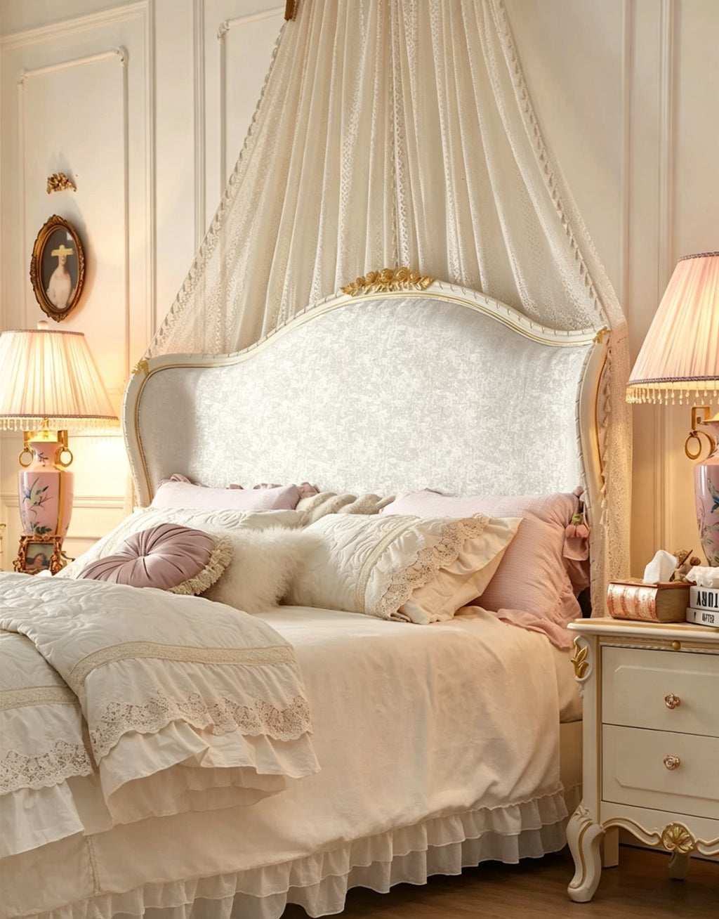 Royal Blossom Elegant French Vintage King Bed