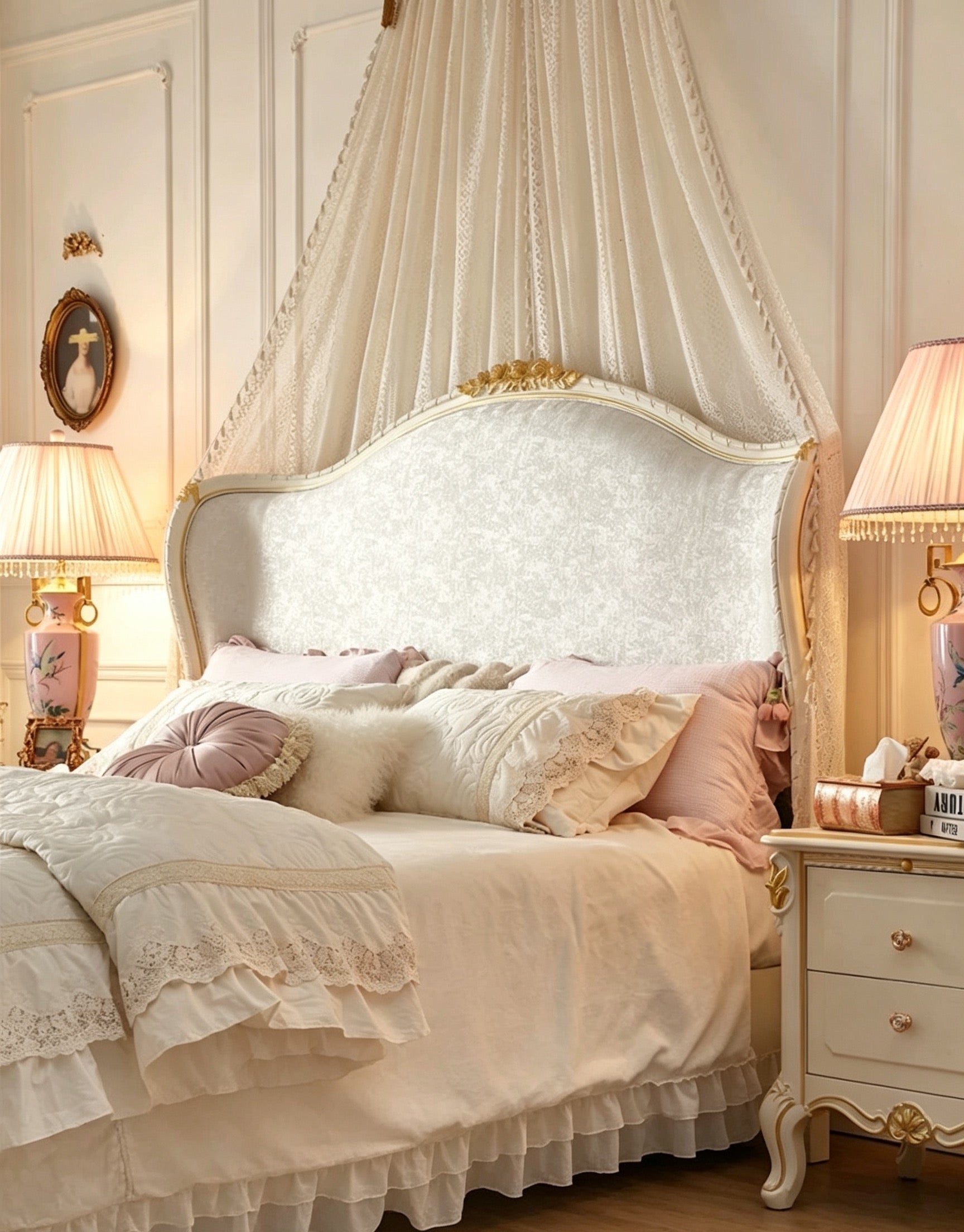 Royal Blossom Elegant French Vintage King Bed