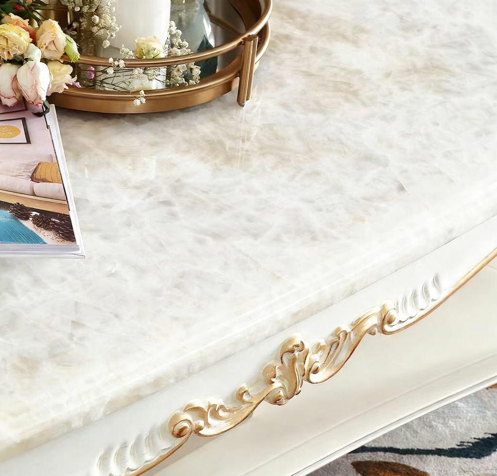 Regal Bloom French Vintage Marble Coffee Table image 4
