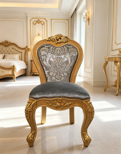 Nadine French Imperial kids chair, hand-carved European beechwood with traditional gold gilt finish - GrandLiving Luxe