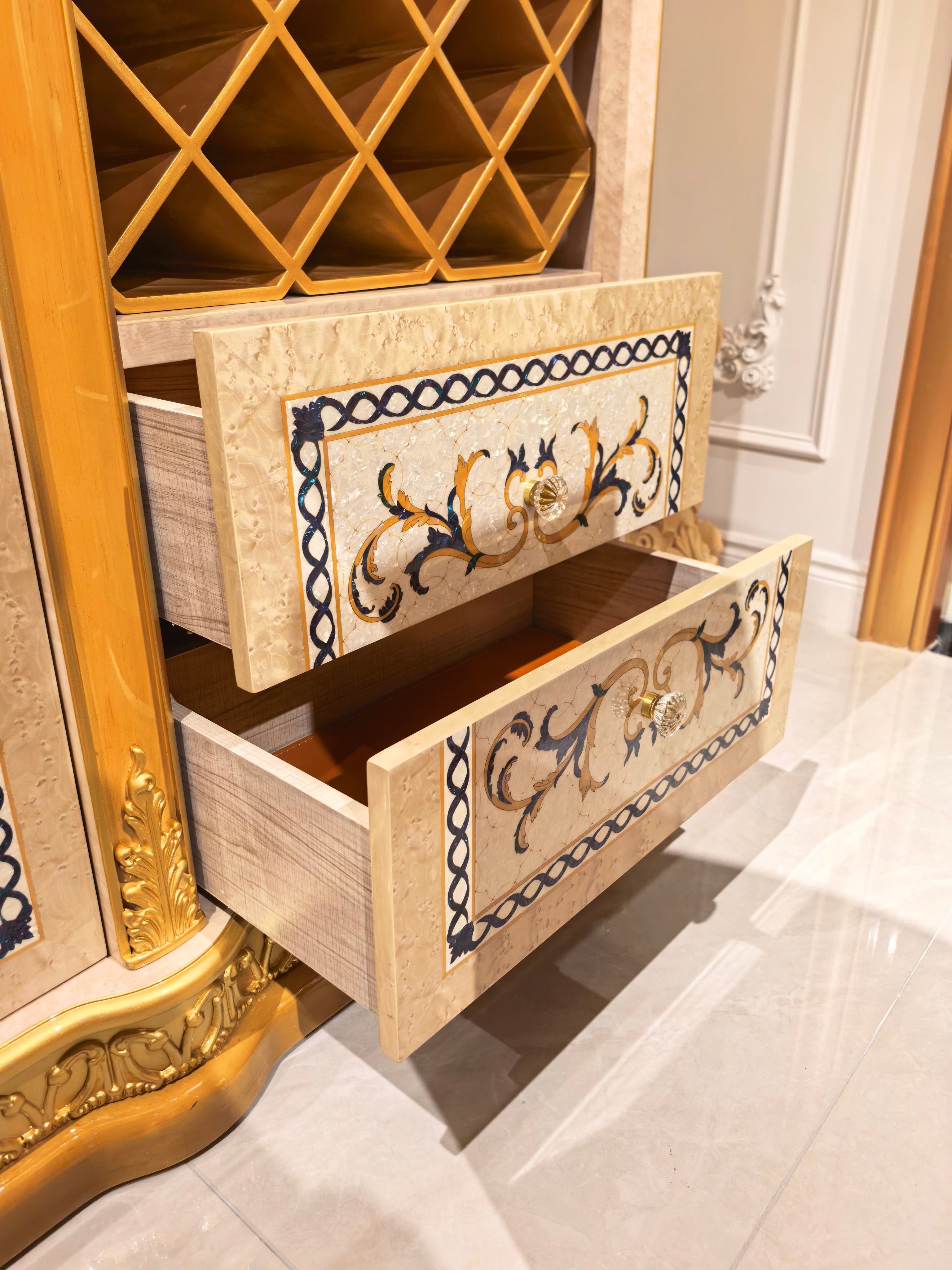 Blanche French Imperial display cabinet additional angle - GrandLiving Luxe