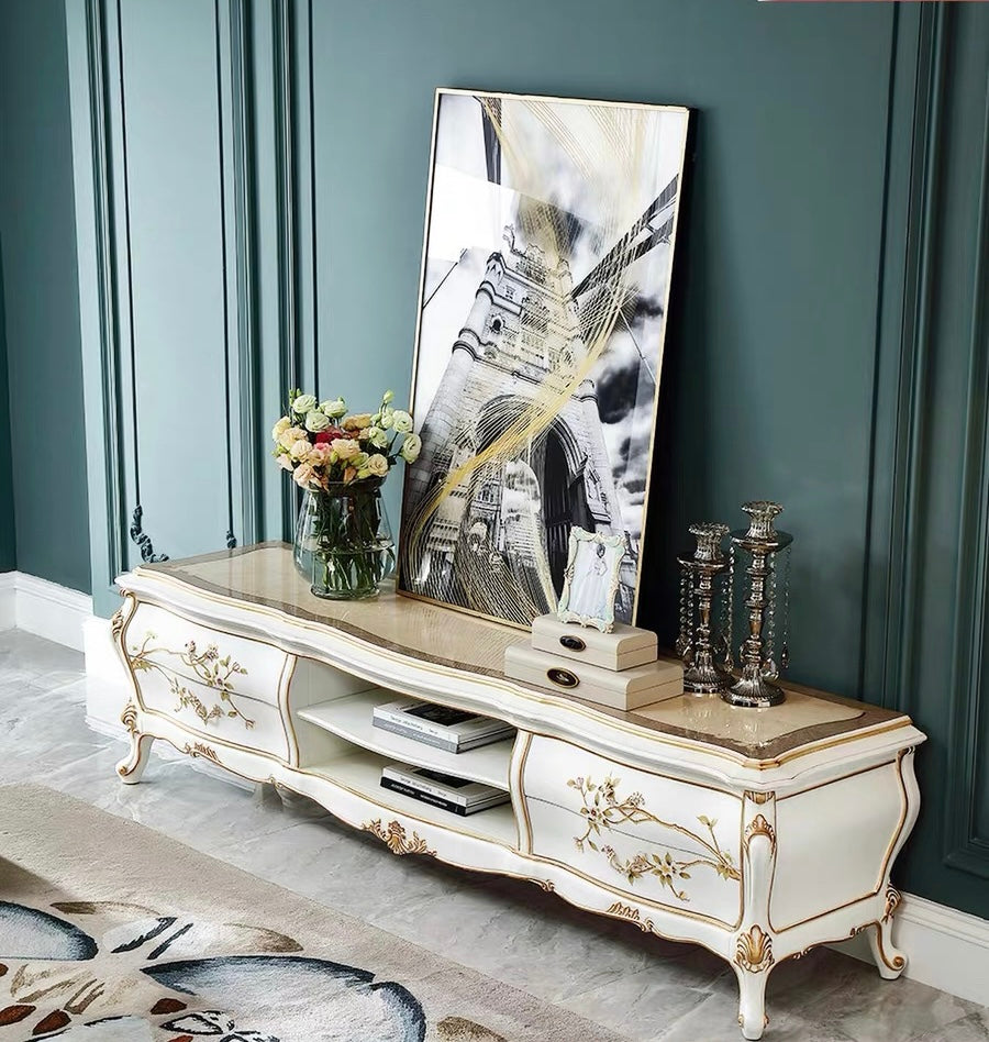 Ivory Luxe French Vintage TV Cabinet image 1
