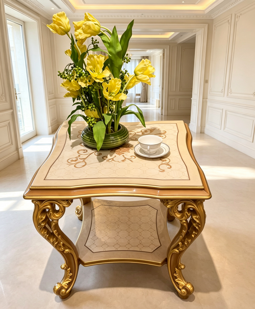 Simone French Imperial side table, hand-carved European beechwood with traditional gold gilt finish - GrandLiving Luxe