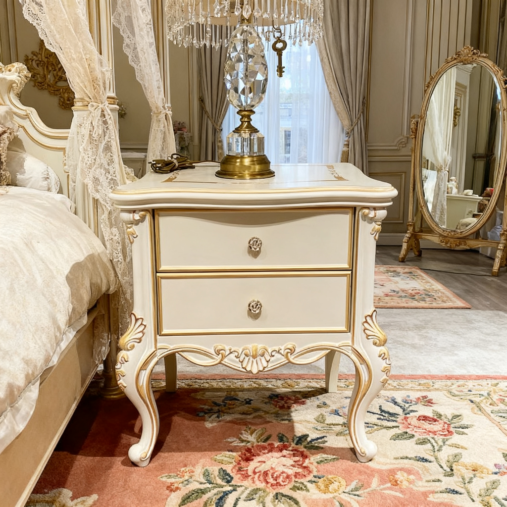 Monique Classic French Vintage Bedside Table image 3