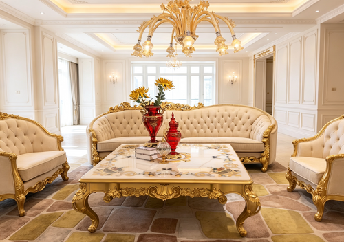 Ursule French Imperial coffee table, hand-carved European beechwood with traditional gold gilt finish - GrandLiving Luxe