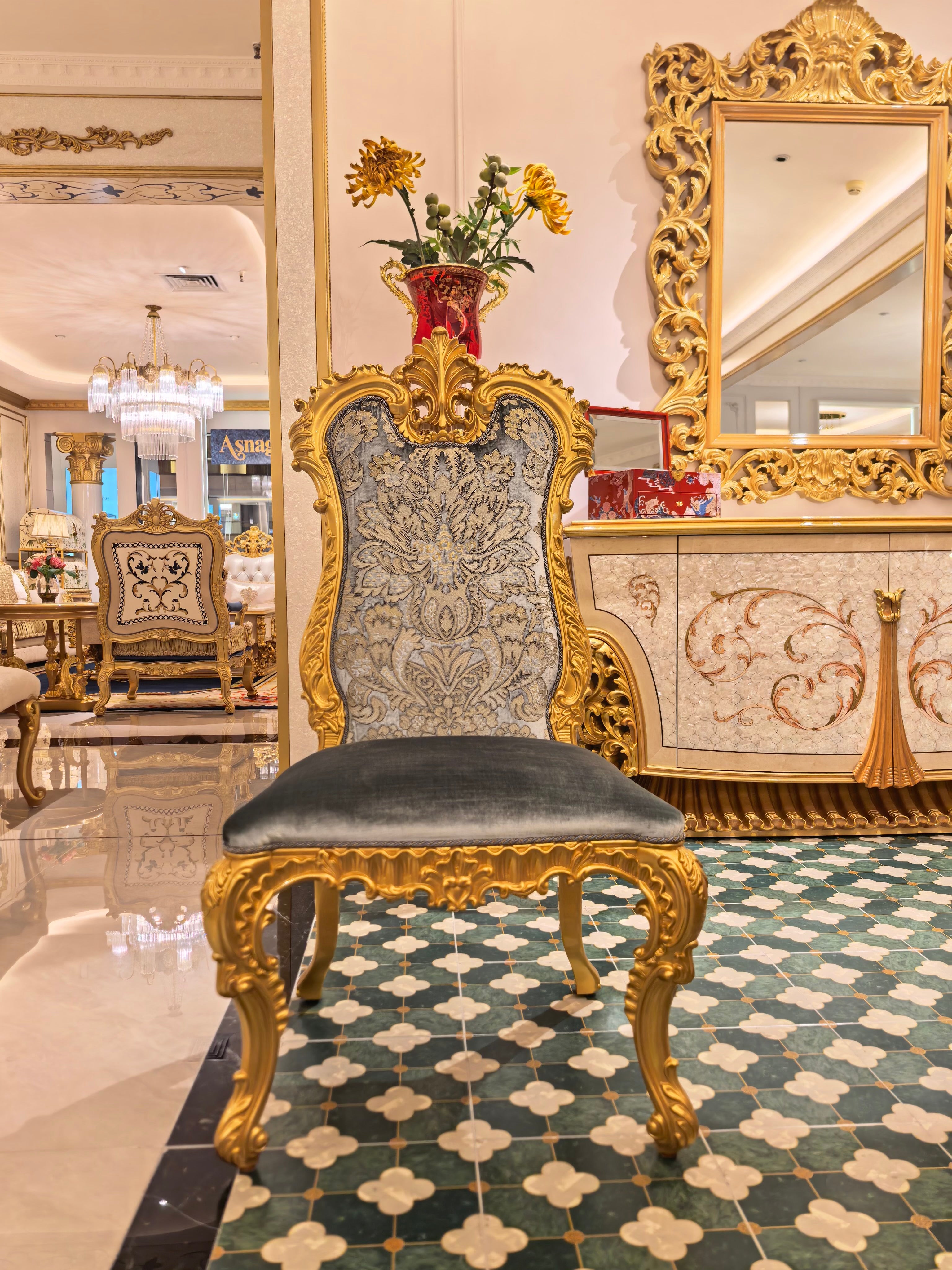 Solange French Imperial dining chair dining room ensemble - GrandLiving Luxe