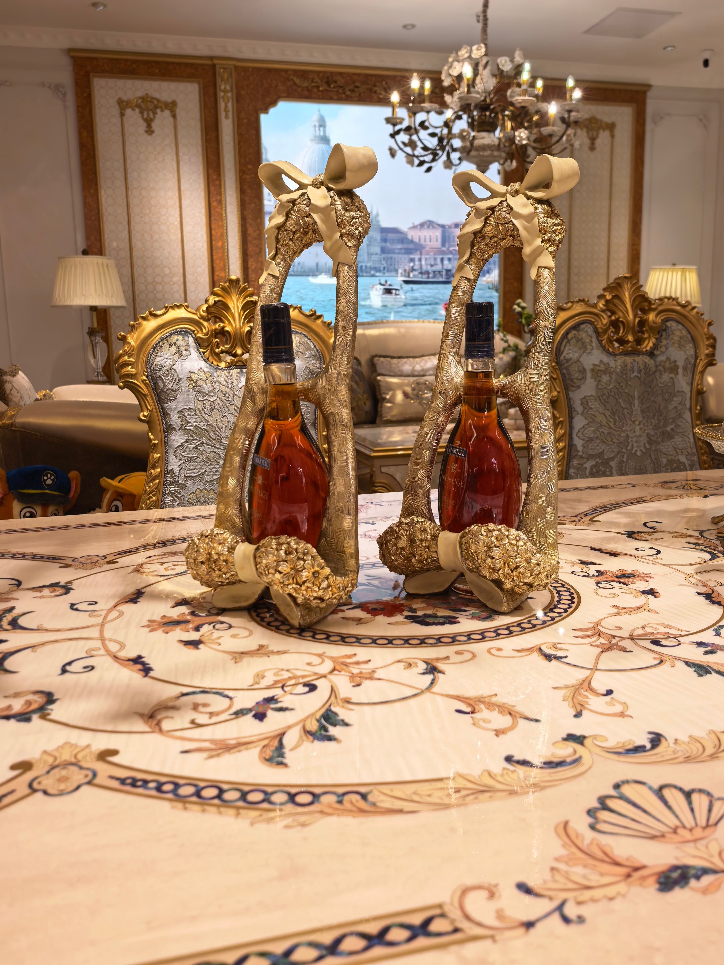 Clarisse French Imperial dining table gold gilt finish close-up - GrandLiving Luxe