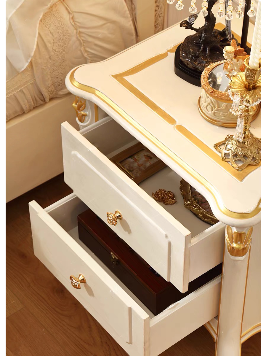 Luna White French Vintage Bedside Table image 1