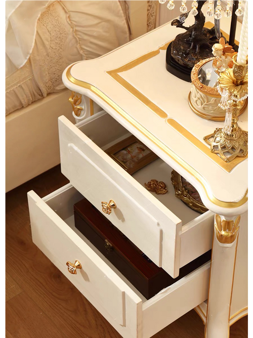 Luna White French Vintage Bedside Table.