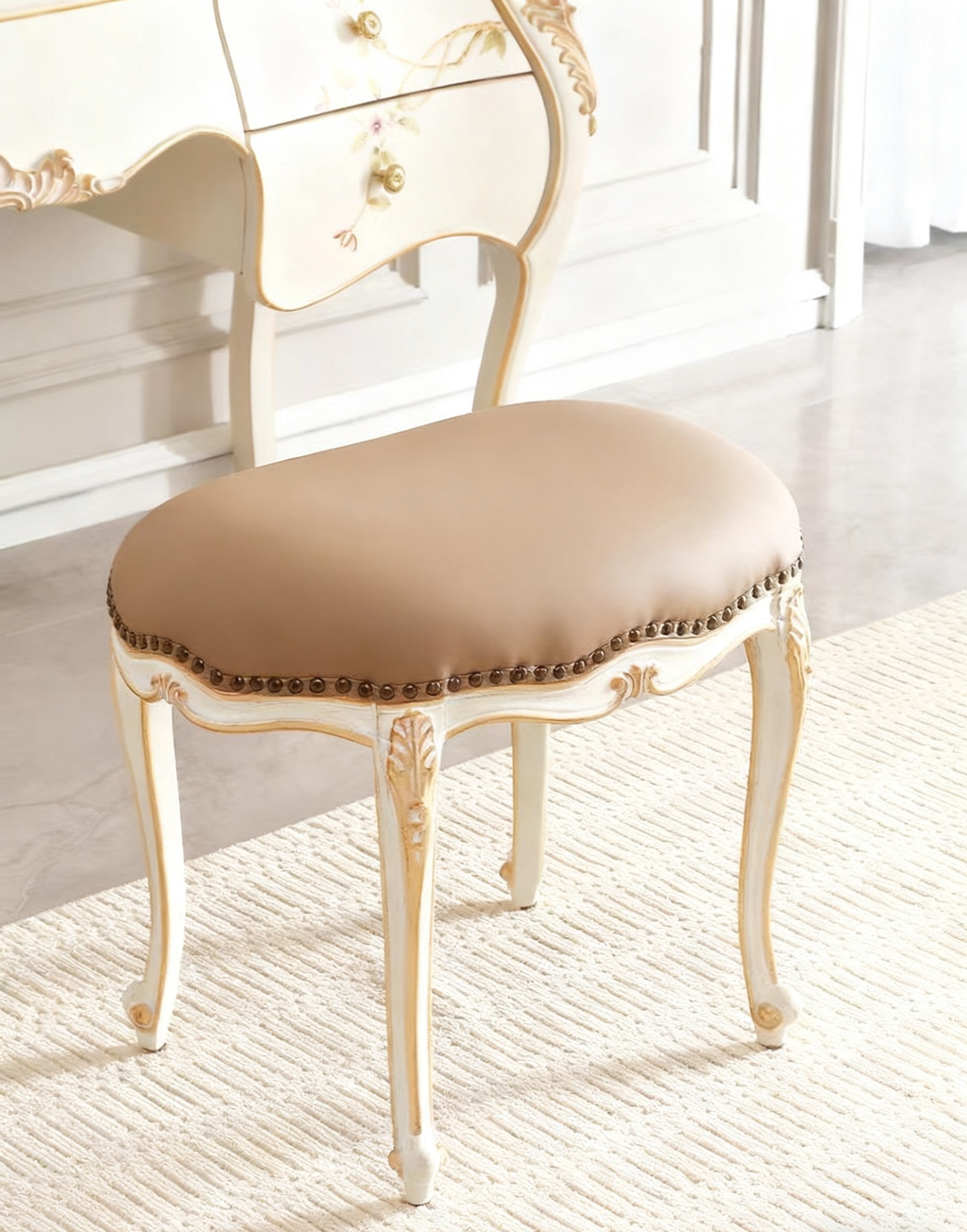 Ivory Grace French Vintage Dressing Table & Stool image 13