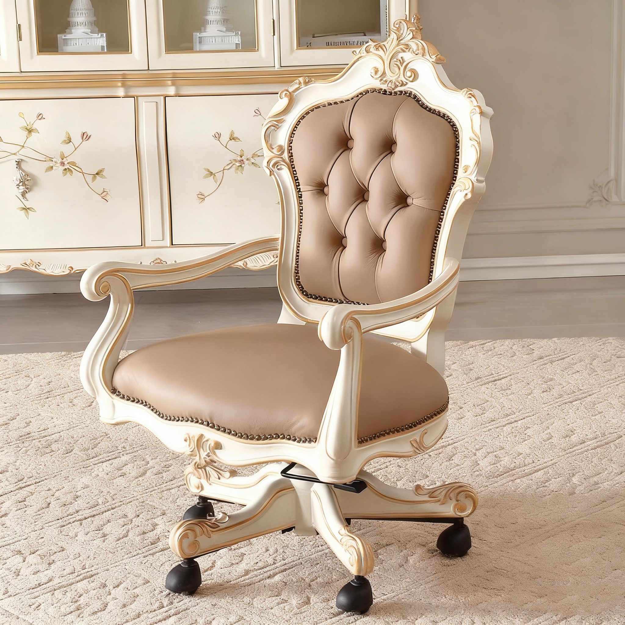 Ivory Luxe French Vintage Office Desk & Chair  image 9