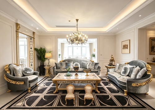Genevieve French Imperial sofa, hand-carved European beechwood with traditional gold gilt finish - GrandLiving Luxe