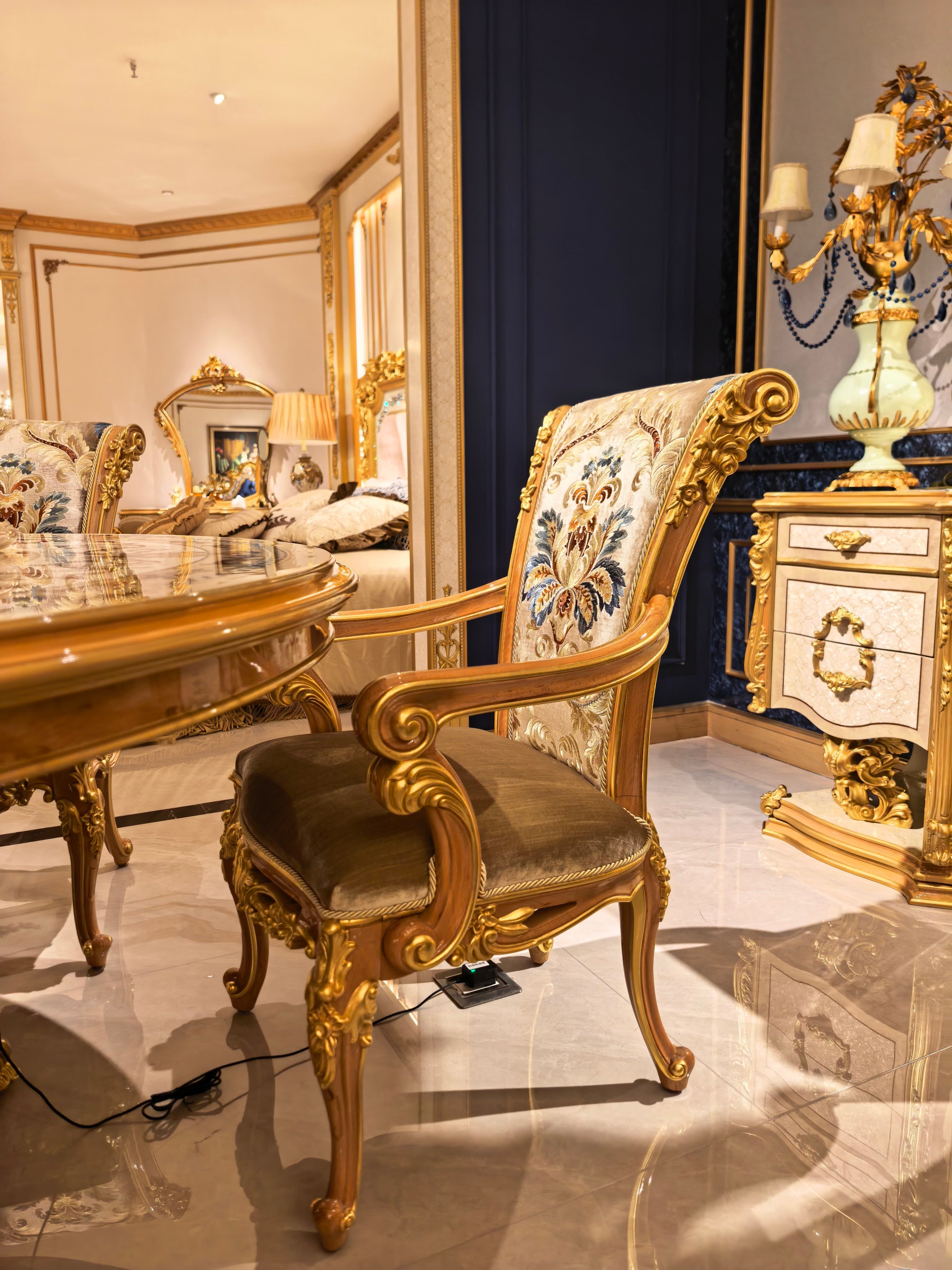 Adrienne French Imperial dining chair craftsmanship detail - GrandLiving Luxe