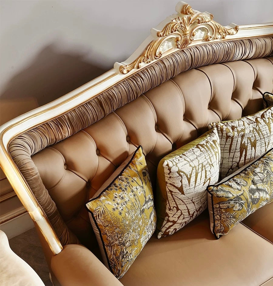 Regal Carved French Vintage Sofa