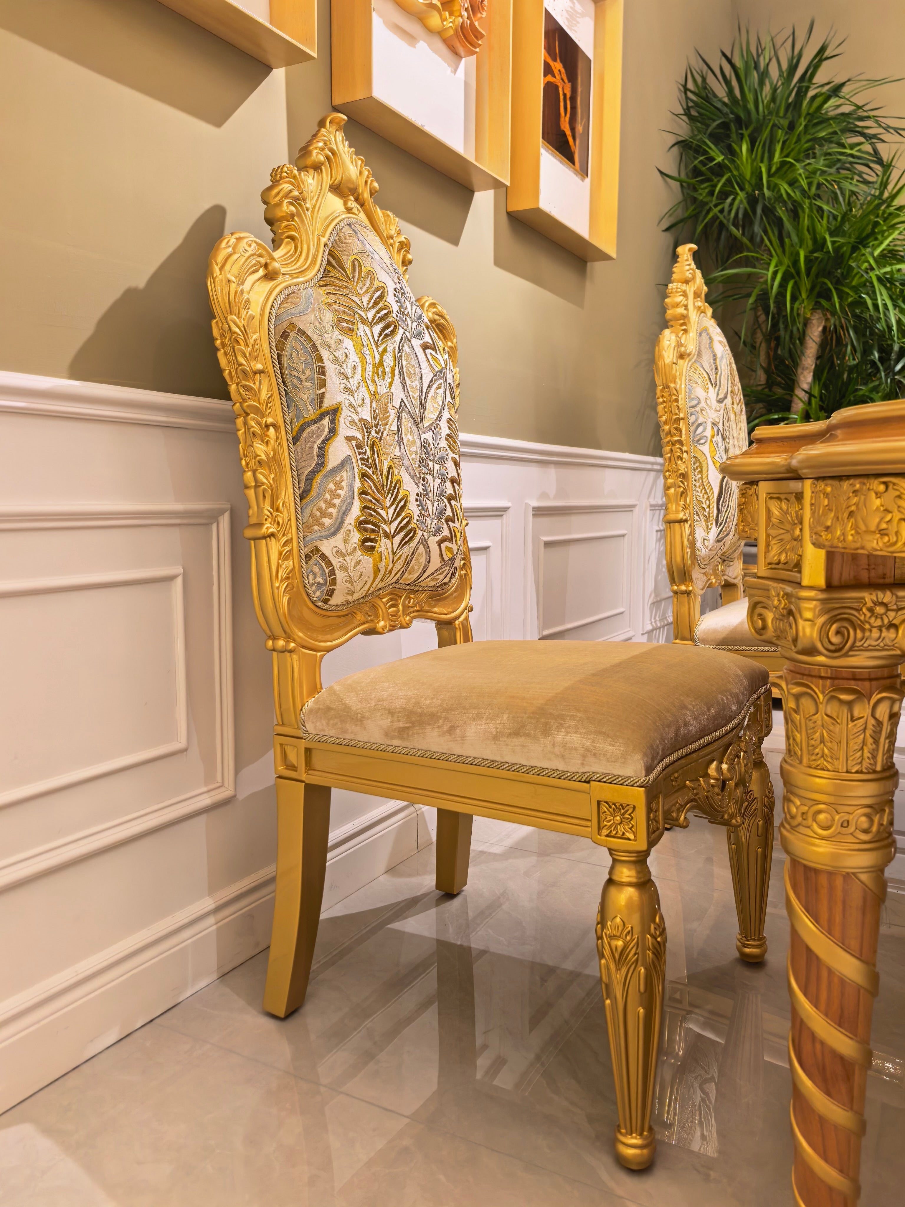 Perrine French Imperial dining chair complete dining room ensemble - GrandLiving Luxe