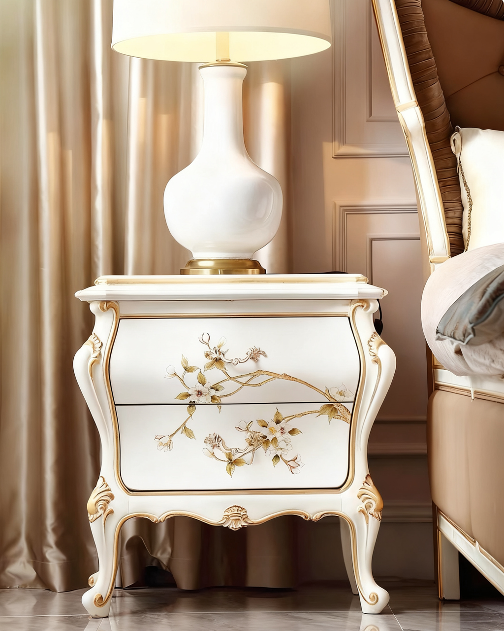 Ivory Luxe French Vintage Bedside Table  image 0