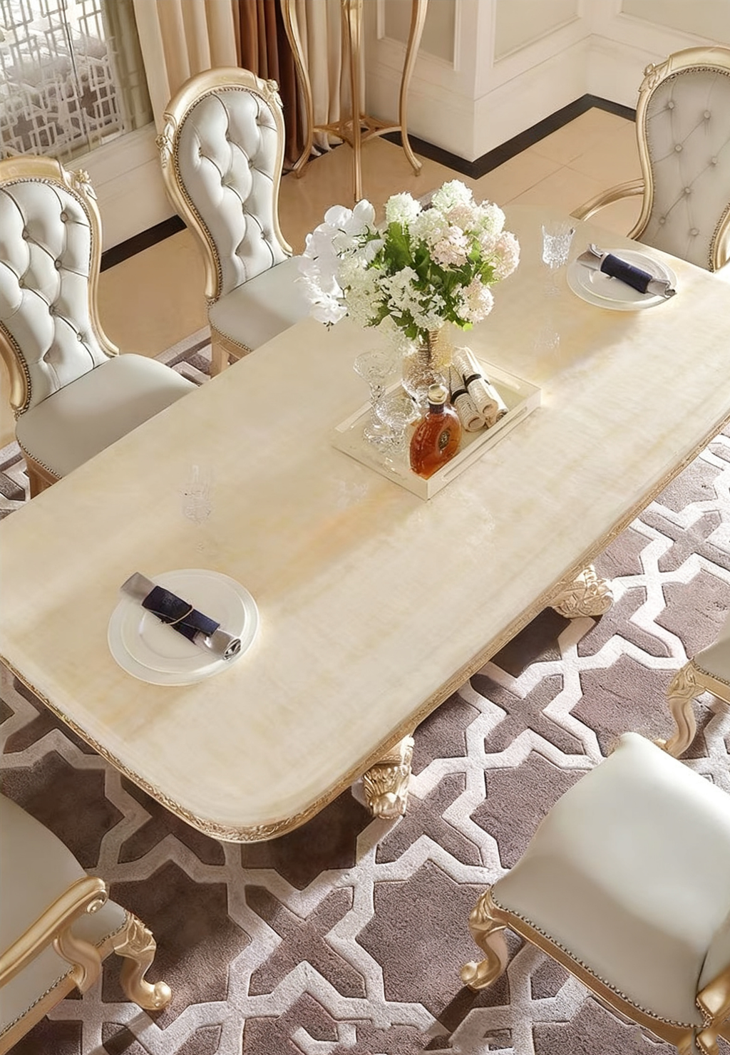 Rose Manor French Marble Dining Table image 3